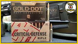 AR-15 Critical Defense vs Gold Dot!...223 Ammo Ballistic Gel Test!