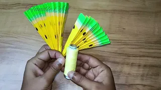 5 minutes craft...☺️👍 watermilon hand fan..#crafts #diy #howtomake #5minutescrafts