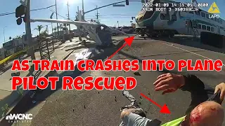 LAPD officers rescue man moments before train crash