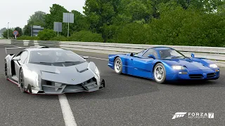 Forza 7 Drag race: Lamborghini Veneno vs Nissan R390