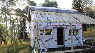 Solo OFF GRID CABIN Build | Framing the Porch Roof