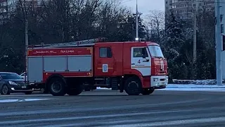 Fire truck responding with siren wail