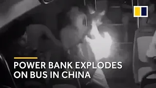 Power bank explodes in owner's arms on bus in China