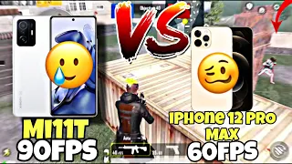 😱OMG Xiaomi Mi 11T VS iPhone12 PRO MAX😍 PUBG TEST🥵 Android 90 FPS VS IOS 60FPS PUBG Mobile