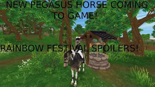 NEW PEGASUS HORSE COMING TO GAME! RIANBOW FESTIVAL SPOILERS! STAR STABLE!