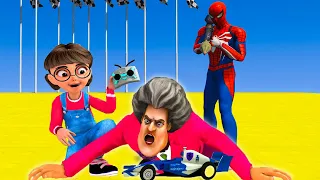 Scary Teacher 3D - Miss'T VS Spiderman House Pranks #2 - Game Animation