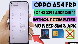 Oppo A54 (CPH2239) FRP Bypass Without Computer 2023 l FRP Bypass 2023