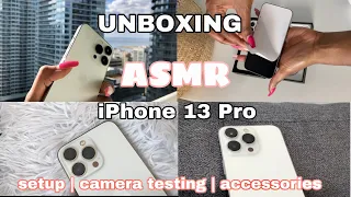 iPhone 13 Pro White/Silver (128gb) Unboxing + Setup + camera testing  | ASMR 📱💕