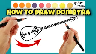 Домбыраның Суретін Салу | How To Draw Qazaq National Musical instrument DOMBYRA Step by Step EASILY