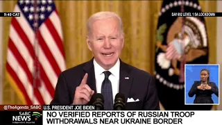 No verified reports of Russian troop withdrawals near Ukraine border: Biden