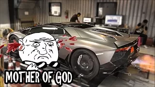 Ear Bleeding Lamborghini Aventador LP720-4 On Dyno w/ Armytrix Titanium Exhaust - Huge Flames!