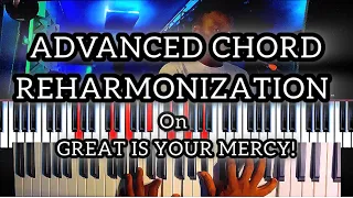 GOSPEL PIANO BREAKDOWN || HOW TO PLAY GREAT IS YOUR MERCY WITH ADVANCED CHORDS REHARMONIZATION!!