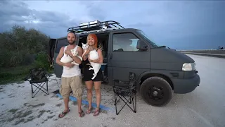 Fest leben im Wohnmobil: Julian (29) und Ten (30) reisen mit 2 Katzen durch Europa. T4 Synchro.