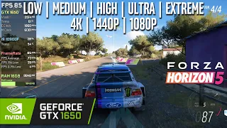 GTX 1650 | Forza Horizon 5 - 4K, 1440p, 1080p - Extreme, Ultra, High, Medium, Low, Very Low