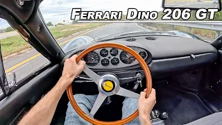 1968 Ferrari Dino 206 GT Drive - The Sound of Vintage Italian Greatness (POV Binaural Audio)