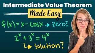 Intermediate Value Theorem for Zeros, Roots, Solutions | IVT To Show Solution Exists