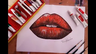 Lips watercolor painting 🎨