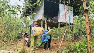 The bamboo house was completed and the kind uncle gave him gifts of blankets, mats and bowls.