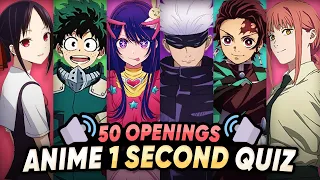 GUESS THE ANIME OPENING IN 1 SECOND | 50 Anime Openings