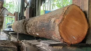 Sawing Mahogany redwood makes it satisfying