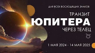 Транзит Юпитера через Телец для всех восходящих знаков. 1 мая 2024 - 14 мая 2025.