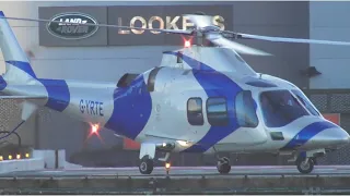 Coolest helicopter design! G-YRTE AGUSTA A109S GRAND flying to and  landing at London Heliport