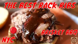 THE BEST RACK RIBS + BEEF BRISKET BBQ   American Food    NYC Hudson Smokehouse