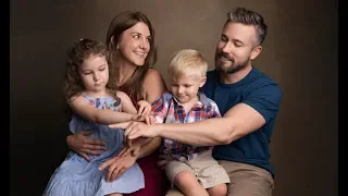 Family Portrait of Little Dinosaurs with Studio Lighting