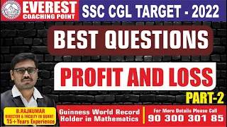 BEST QUESTIONS ON PROFIT AND LOSS |  PART -2 | FOR ALL COMPETITIVE EXAMS| BY RAJ KUMAR SIR