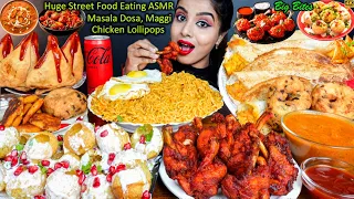 Eating Samosa,Masala Dosa,Dahi Puri,Chicken Leg Piece South Indian Street Food ASMR Eating Mukbang