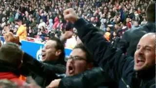 Olympiacos Fans After Their Goal vs Arsenal 03/10/2012