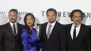 "The Revenant" Premiere Leonardo DiCaprio, Tom Hardy, Will Poulter, Domhnall Gleeson ARRIVALS