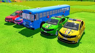 TRANSPORT OF COLORS ! TRANSPORTING TOY TRACTOR, FIRE TRUCK, COLOR POLICE CARS ! FS 22 #5