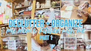 DECLUTTER + ORGANIZE IN MY MOM’S KITCHEN WITH ME TODAY!  (PART 1)