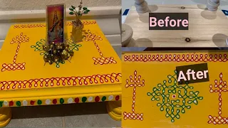 పీట ముగ్గులు/diy wooden pooja peeta/pooja stool for festivals,house warming decor/pooja chowki