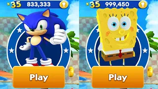 Sonic Dash vs Tag with Ryan SpongeBob - All Characters Unlocked Android Gameplay