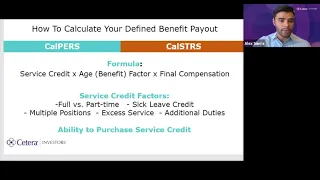 "CalSTRS & CalPERS Pension" Webinar by Tori & Alex