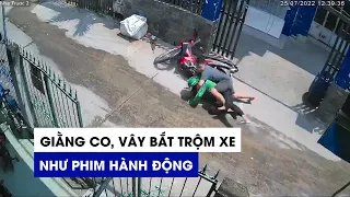 Giằng co, vây bắt trộm xe như phim hành động