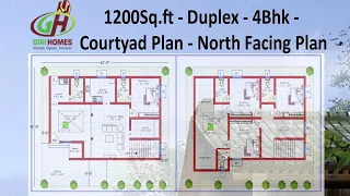 1200sq.ft | Duplex | Courtyard | 4Bhk - North Facing House Plan | By GIRI Homes Kumbakonam