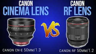 Canon CINE GLASS vs Canon RF:  Canon CN-E 50mm vs Canon 50mm/f1.2