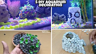 DIY Aquarium Decoration ideas with Stones | 5 Amazing Fish Tank Decoration (Easy)