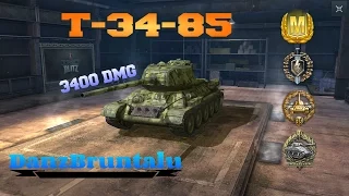 World of Tanks Blitz | T-34-85 | 3.400 DMG, Ace Tanker, Radley walters, Top gun, High caliber