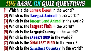 100 Basic GK Quiz Questions and Answers | Most Easy GK Questions and Answers |  Easy GK | Kids Quiz