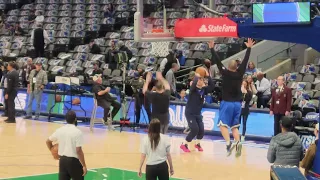 Luka Doncic hits halfcourt shot on 1st try!! during pregame shootaround Mavericks vs wizards 1/24/23