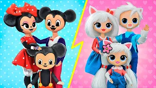 Família Mickey Mouse e Família Hello Kitty / 10 DIYs LOL OMG