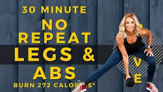 30 Minute NO REPEAT LEGS AND ABS Workout | 30 Minute Workout At Home