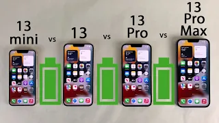 iPhone 13 Pro Max vs 13 Pro vs 13 vs 13 mini Battery Life DRAIN Test