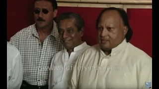 Nusrat Fateh Ali Khan and Jackie Shroff at Kartoos audio recording with Anu Malik, Bally Sagoo