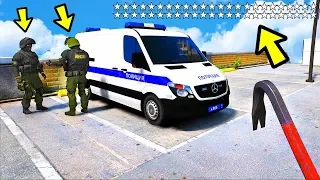 GTA 5 МОДЫ: 64 ЗВЕЗДЫ РОЗЫСКА! УГНАЛ MERCEDES SPRINTER У ТУПЫХ КОПОВ ⚡ ГАРВИН