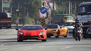 Lamborghini Aventador S in Bangalore, India | V12 Engine Start-up, Revs &  flybys